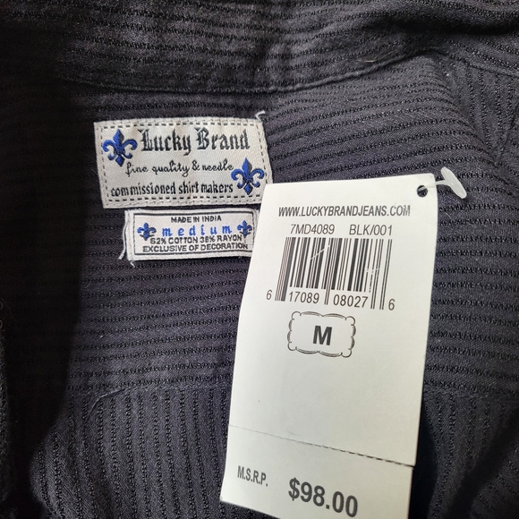 Lucky Brand Black Dragon Embroidered Button Down Shirt Size M - Picture 5 of 9